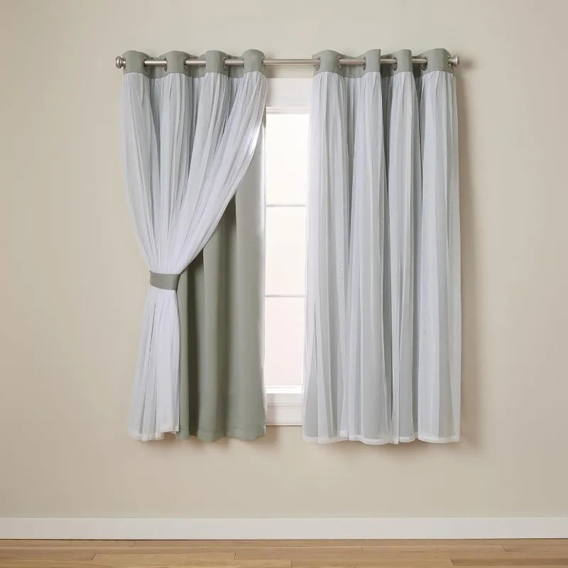 Layered Solid Room Darkening Blackout and Sheer Grommet in USA