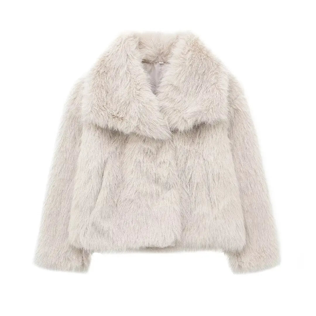 Women Fashion Cropped Faux Fur Jacket Coat in USA