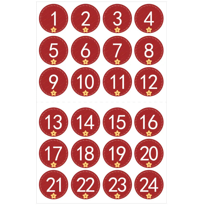 Christmas Countdown Gift Number Stickers Label Advent Calendar Xmas Gi