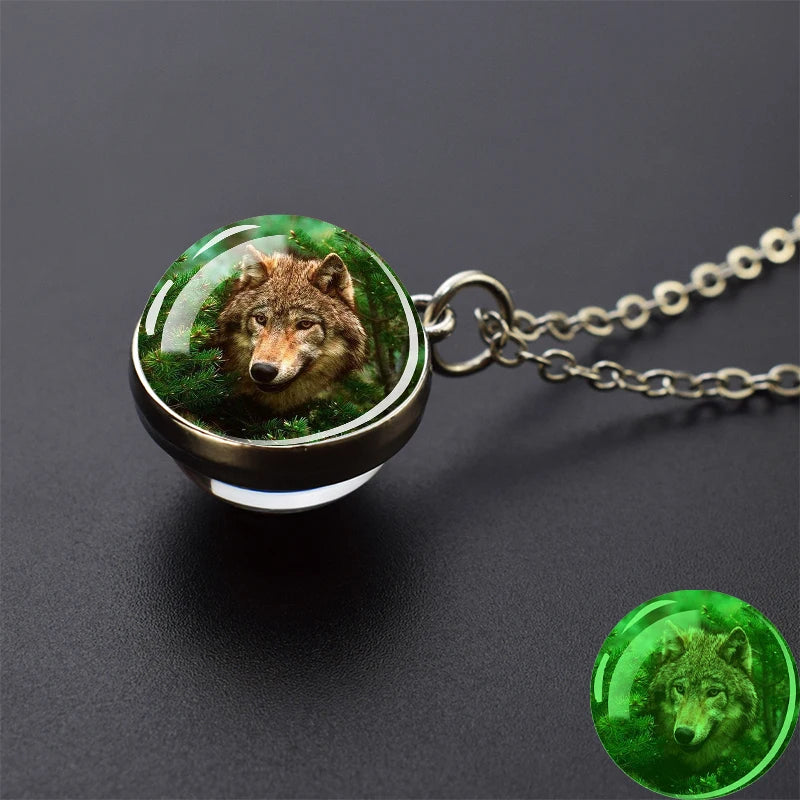 Glow Dark Wolf Necklaces Howling Wolf Head in USA