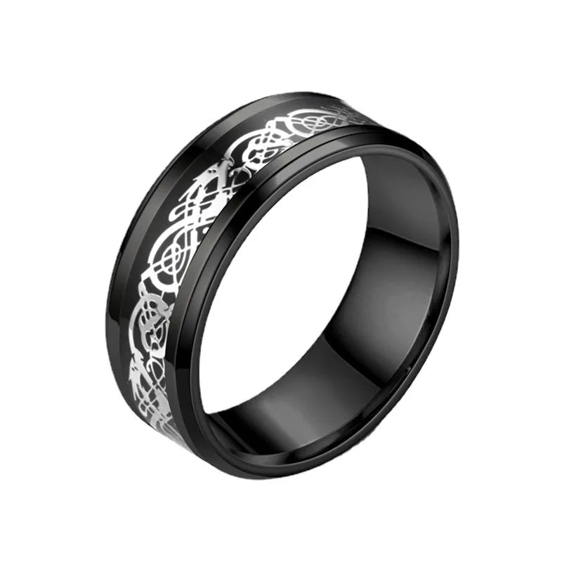 Punk Viking Dragon Black Tungsten Wedding Ring Set in USA