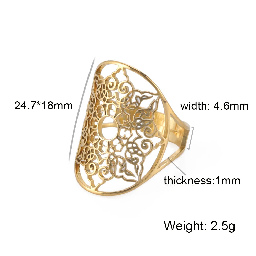 Unift Scared Geometry Flower Life Ring Adjustable Stainless Steel Ring in USA