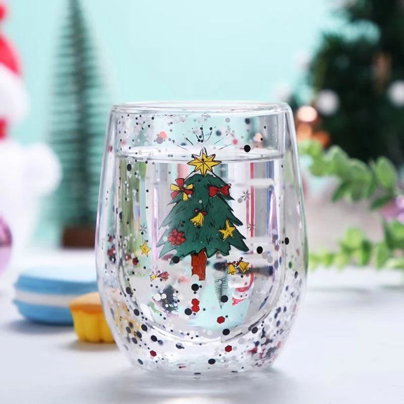 Insulated Double Walled Glass Coffee Christmas Water Cup in USA.