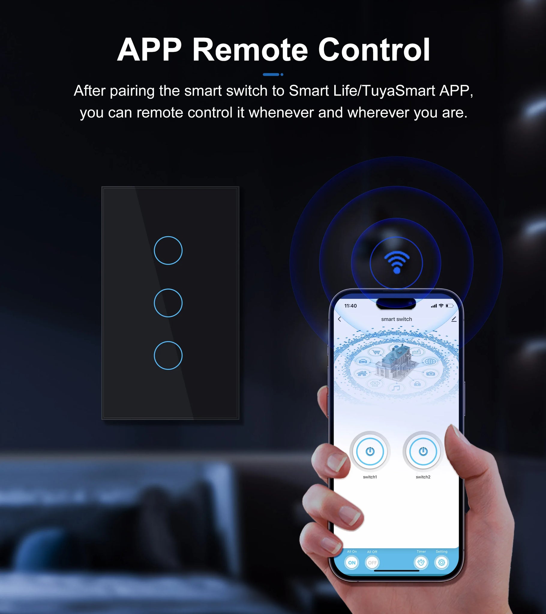 Smart Wifi Touch Switch No Neutral Wire Required Smart Home in USA.