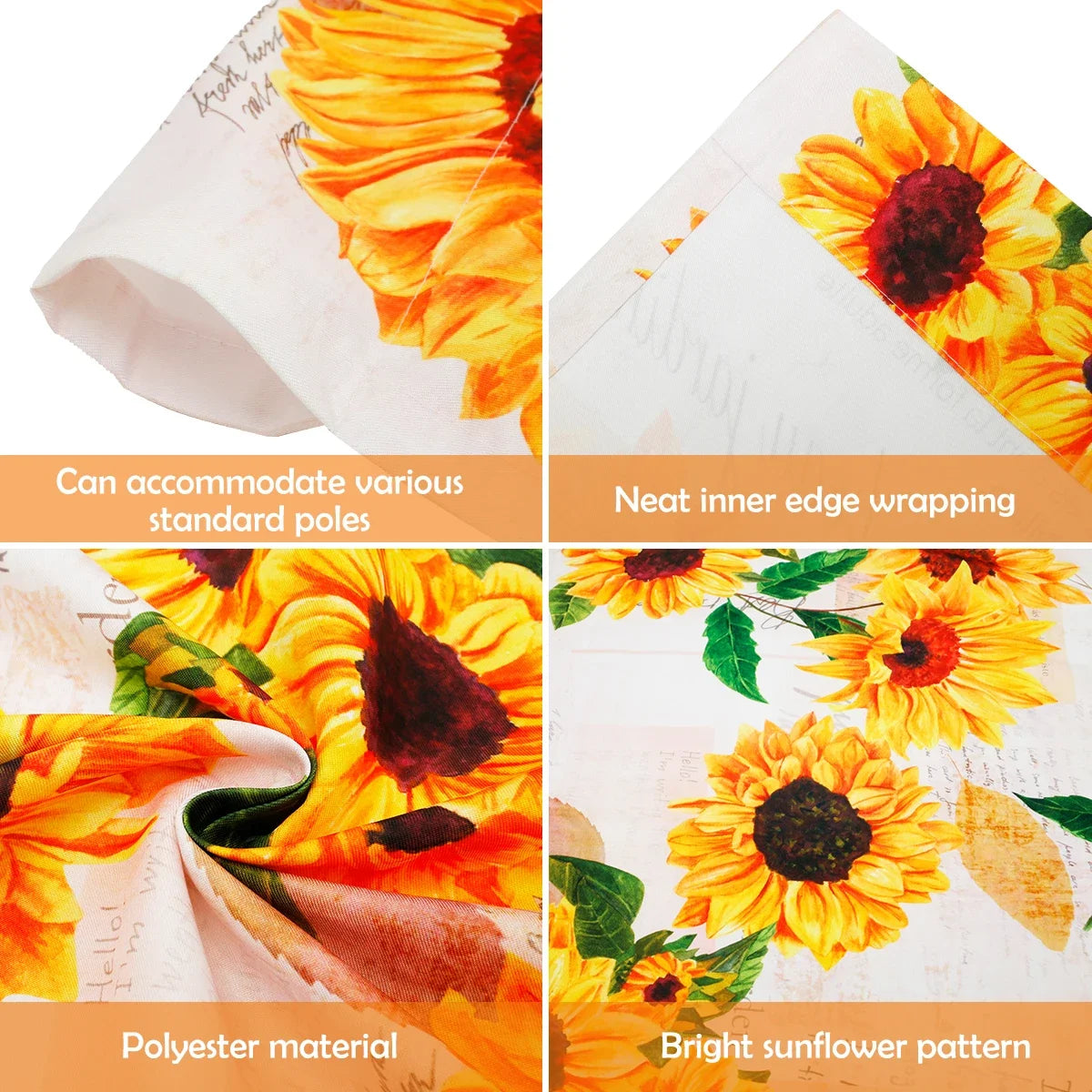 Valance Tier Curtains Windows Sunflower Kitchen Curtain in USA