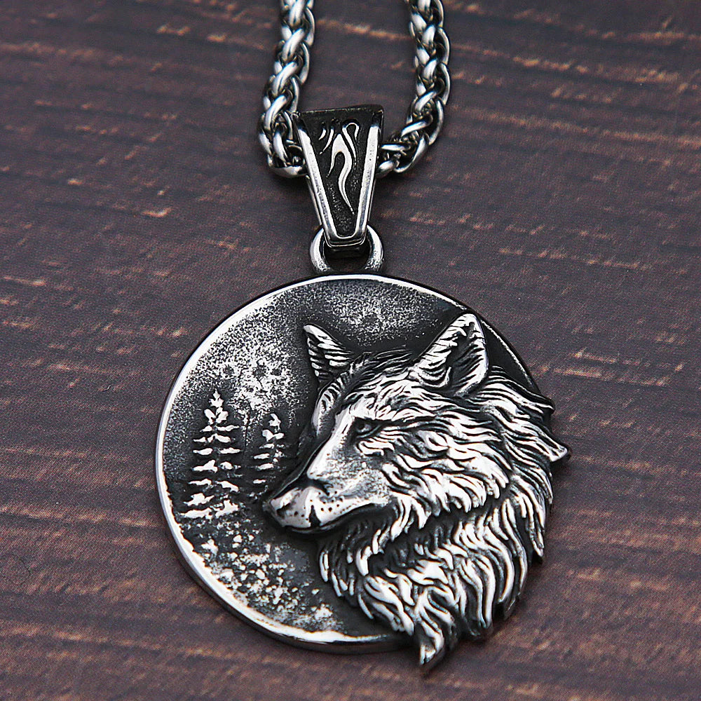 Men Vintage Viking Wolf Pendant Necklace Punk in USA