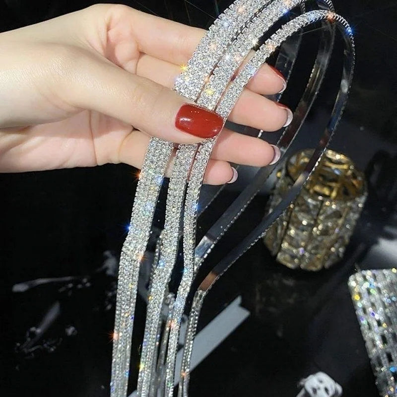 Luxury Rhinestone Hairbands Women Long Tassel in USA