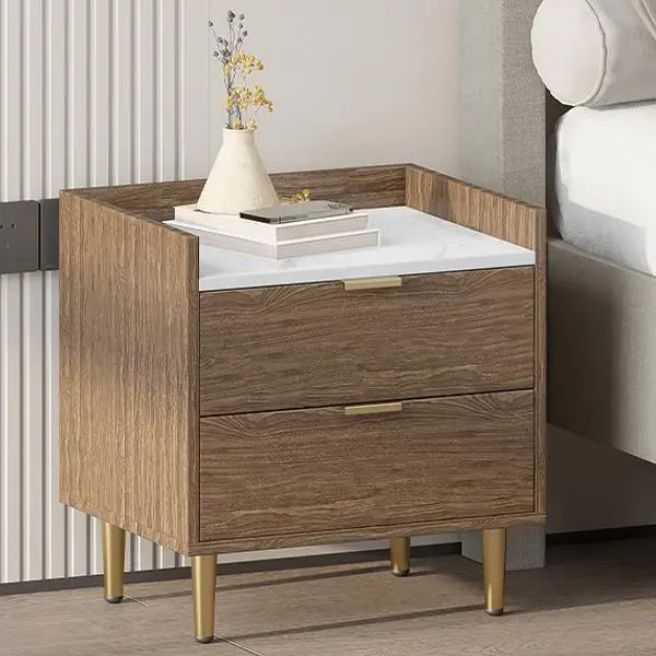 Wooden Nightstand Drawers Worktop, Bedside Table IN USA.