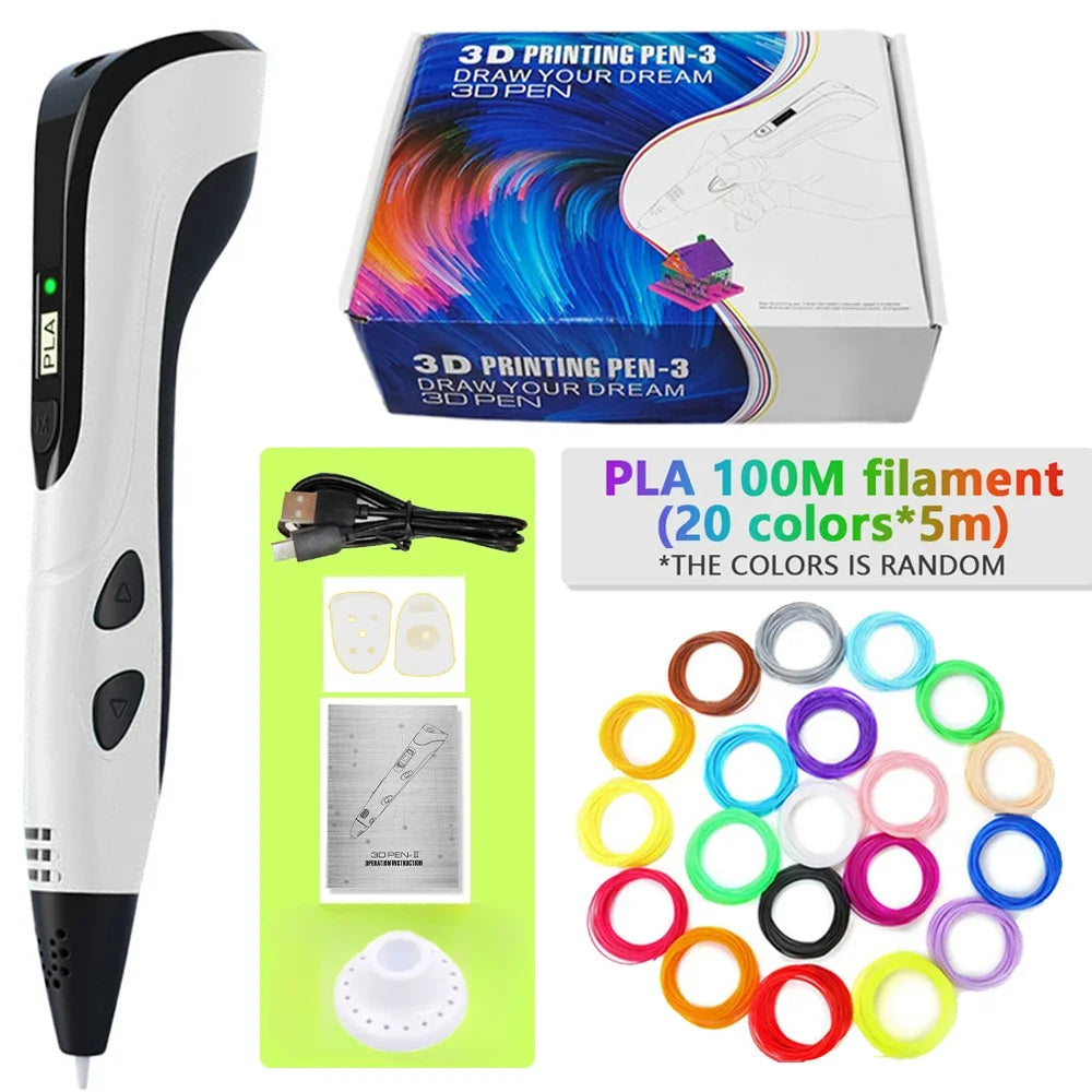 Printing Pen Set Kids Power Supply Pla Filament Travel Case in USA