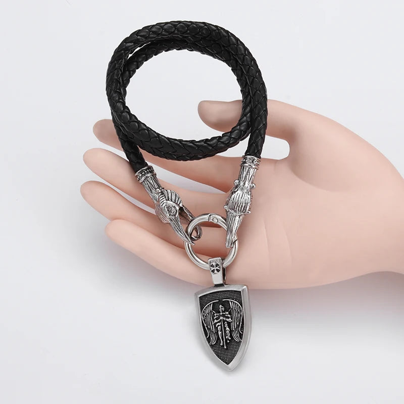 Nordic Necklace Double Wolf Head Thor's Hammer in USA