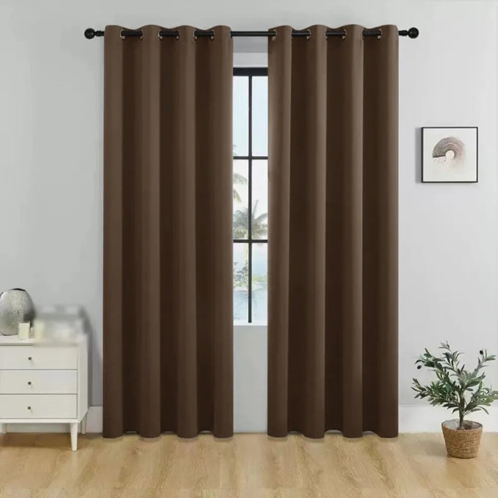 Thickened Blackout Curtains A Pair Push Pull Rings in USA