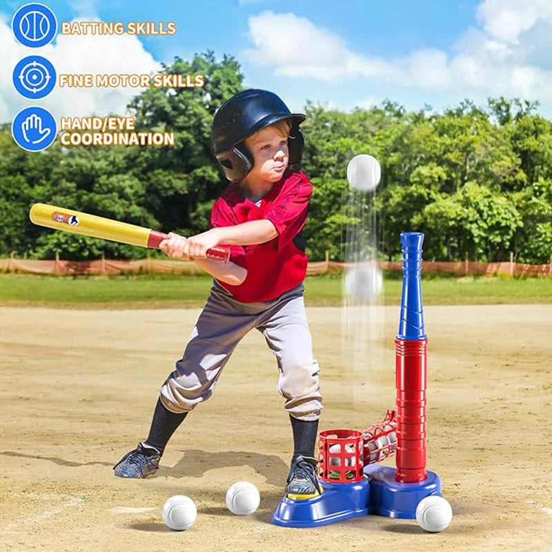 Tee Ball Set toy Baseball Tee including balls Step on Pitching Machine in USA