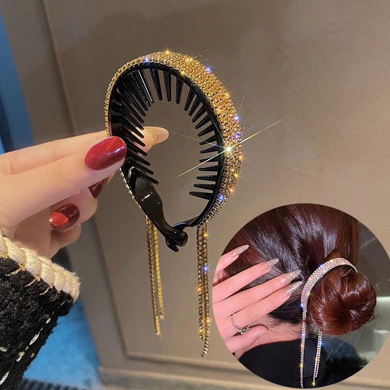 Luxury Rhinestone Hairbands Women Long Tassel in USA