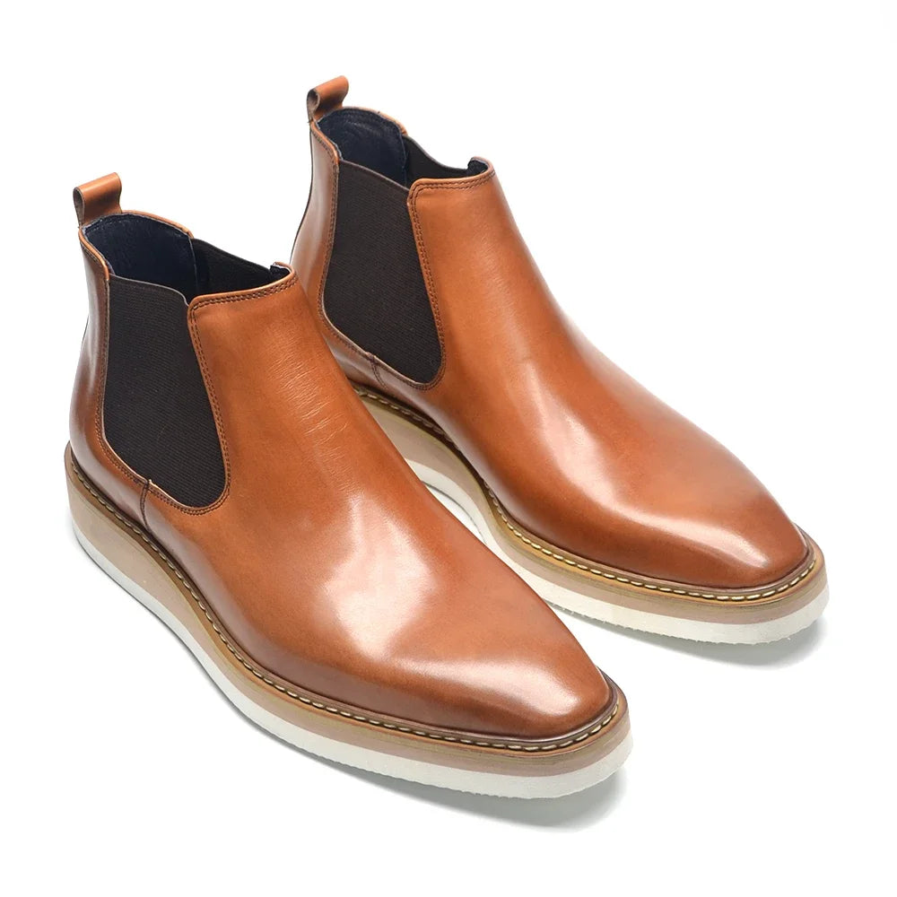 British Style Cow Genuine Leather Men's Chelsea Ankle Boots in USA