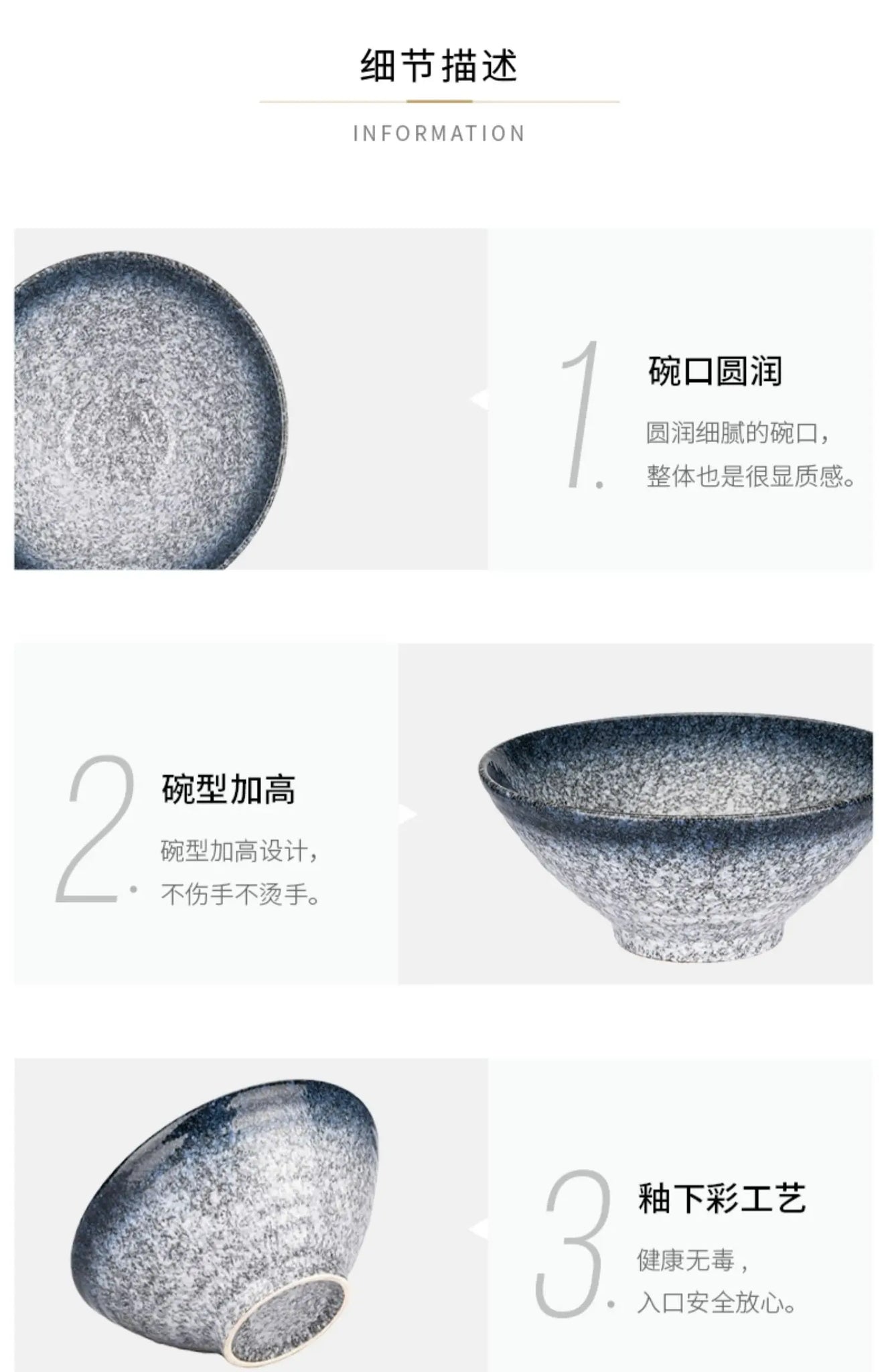 Ceramic Lamian Noodles Bowl Set Home Kitchen with Tableware in USA.