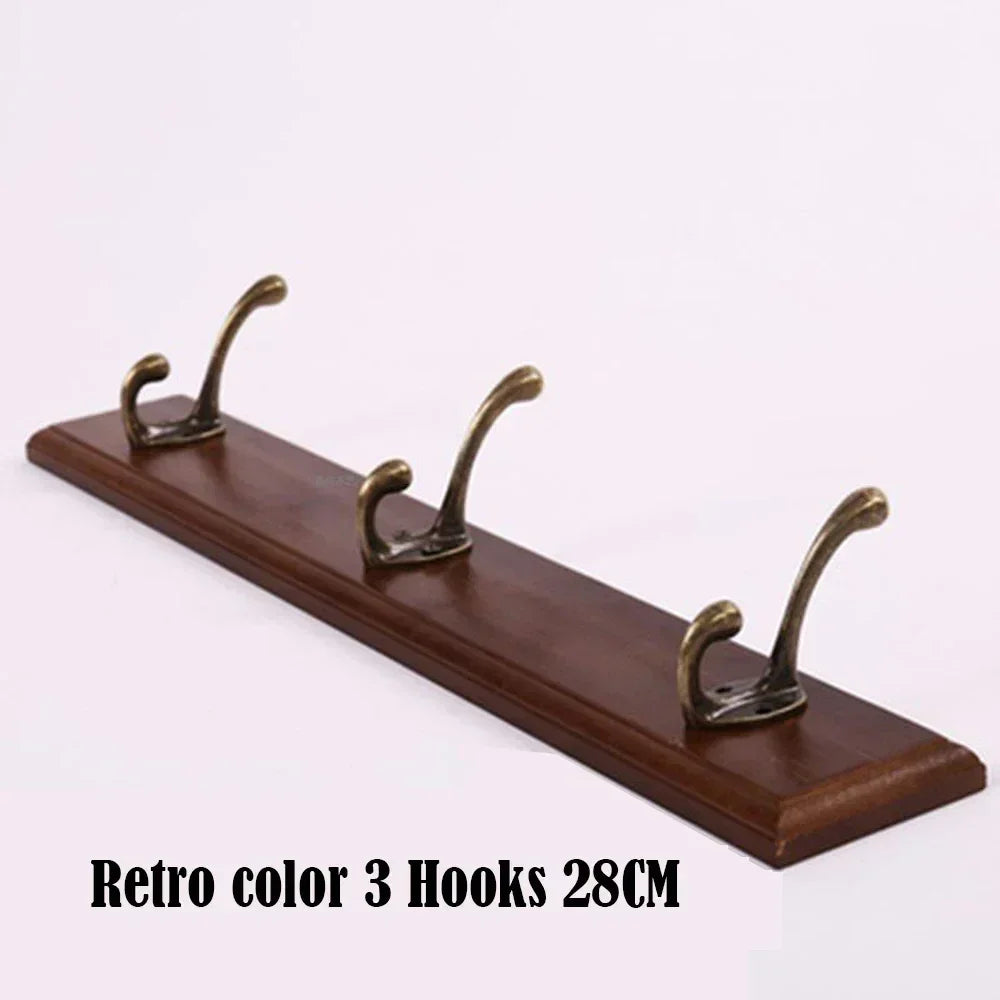 Bathroom Towel Rack Clothes Hanger Walnut Wall Hook