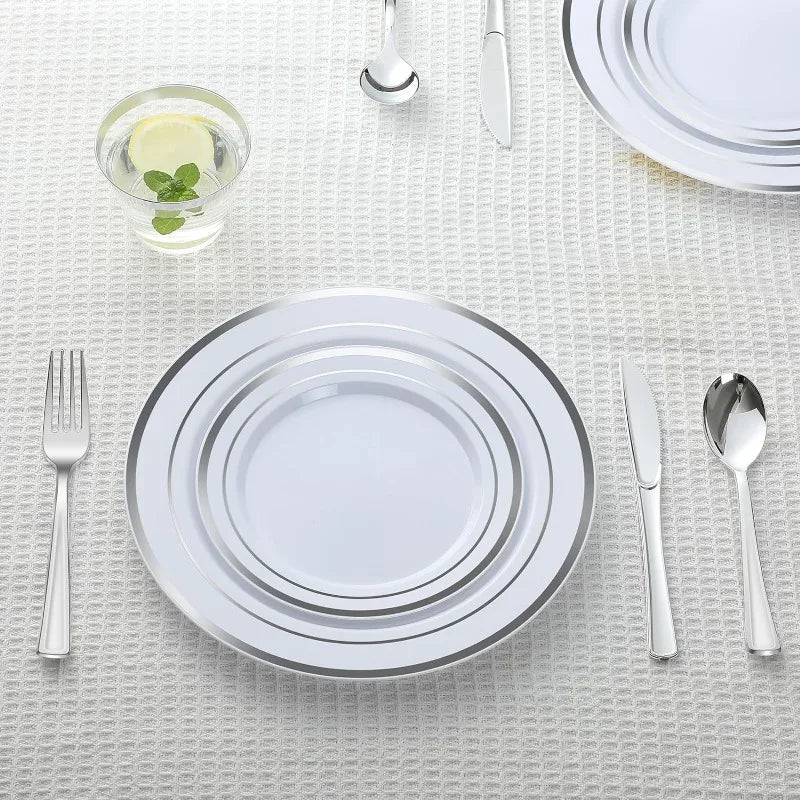 Plastic Dinnerware Set 100 Guests, Disposable Plastic Plate