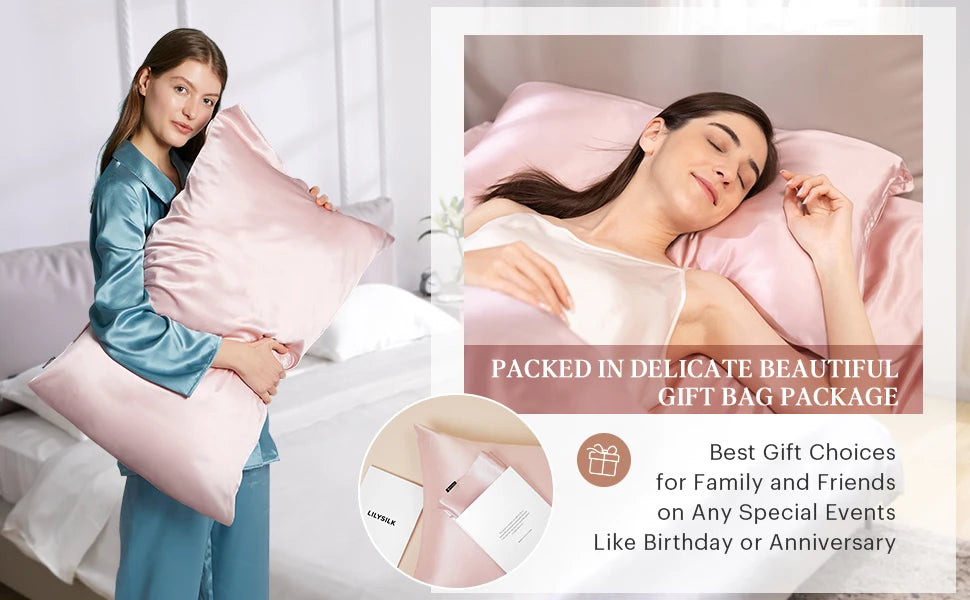 Silk Pillowcases Set With Cotton Underside And Hidden Zipper