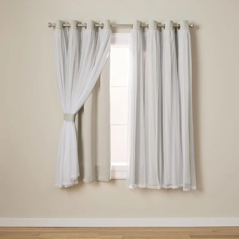 Layered Solid Room Darkening Blackout and Sheer Grommet in USA