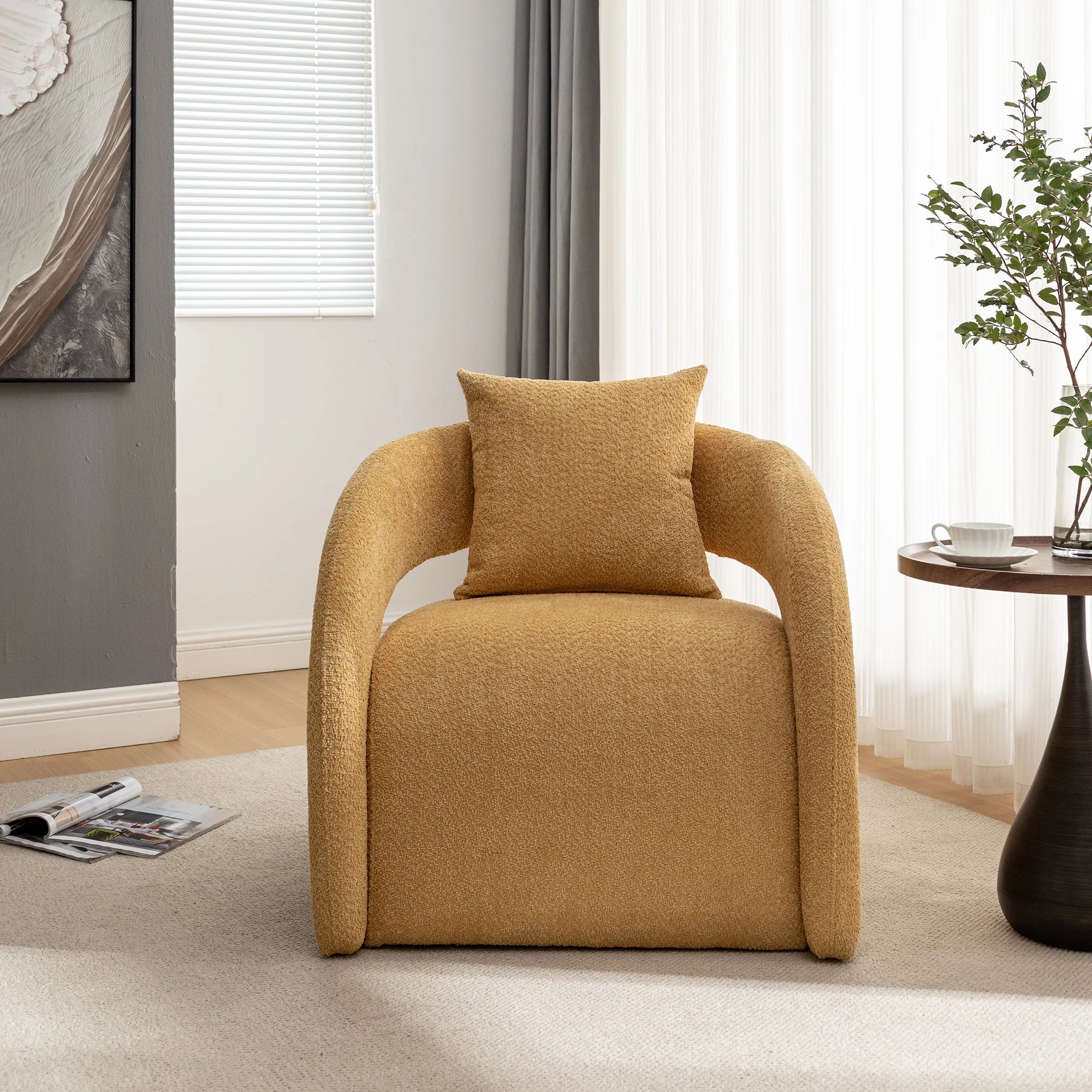 SEYNAR Open-Back Boucle Upholstered Accent armchair IN USA.