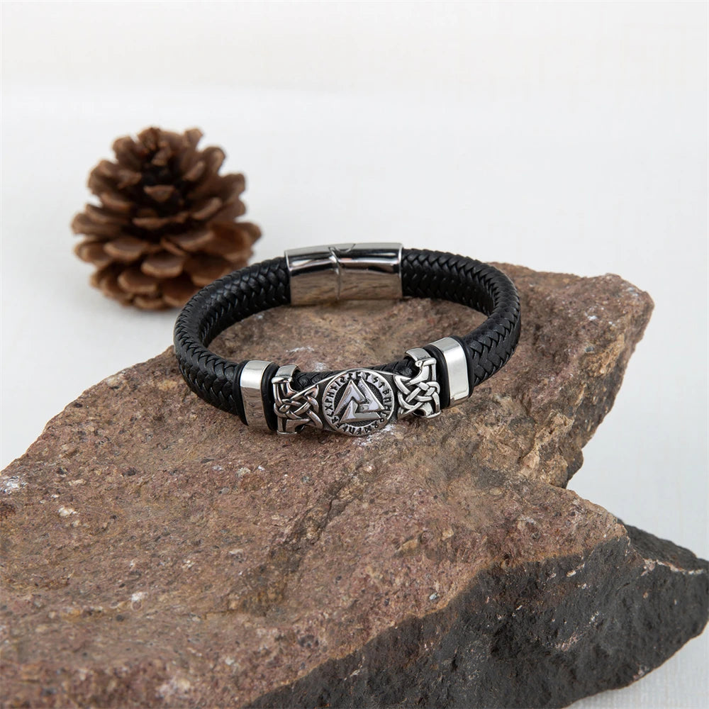 Norse Rune Hrungnir's Heart Genuine Leather Bracelet in USA