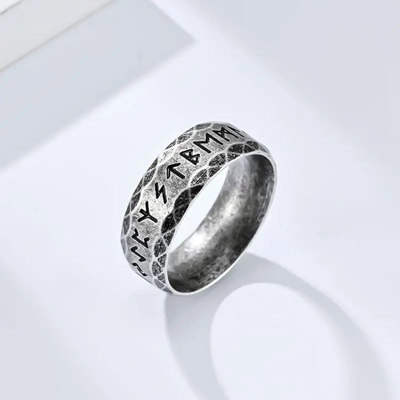 Nordic Retro Viking Rune Ring For Men Women Simple 316L Stainless Stee