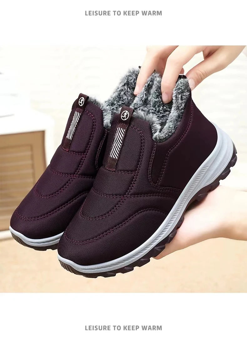 Womens Snow Boots Fur Lined Warm Winter Boots Anti-Slip Ankle Boots Li