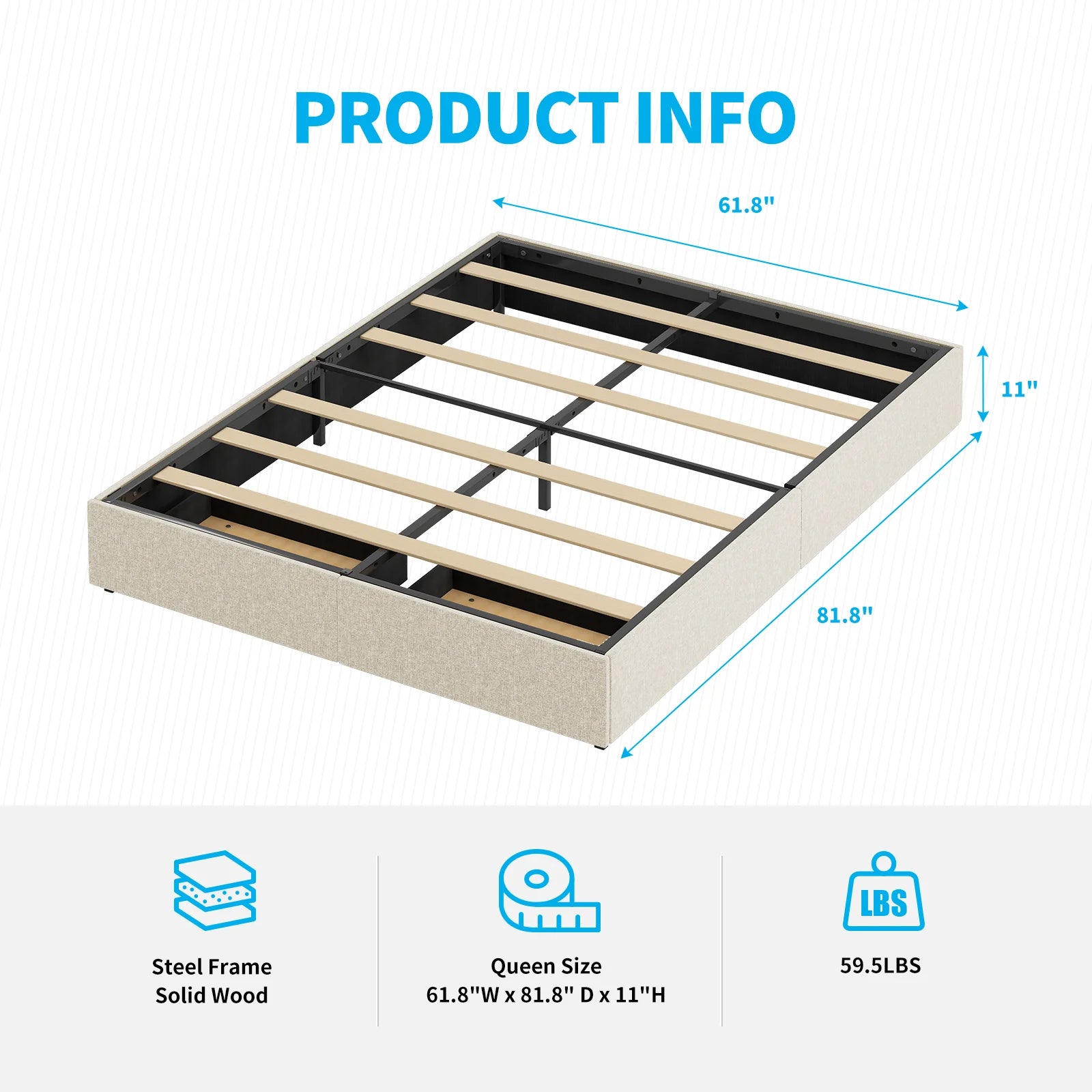 HORGAEO Bed Frame Storage Drawers, Linen Fabric IN USA.