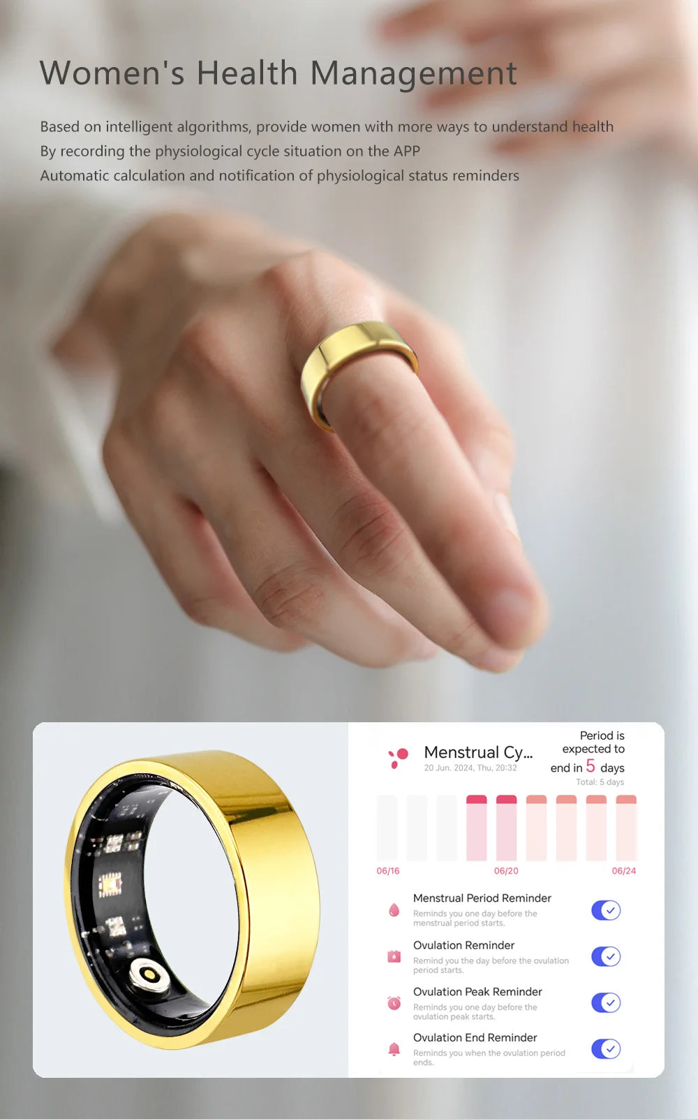 Men Fashion Smart Ring Heart Rate Blood Oxygen Sports Women in USA.