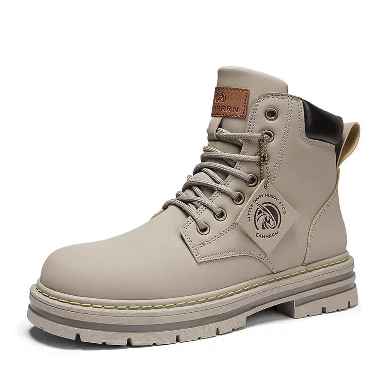 High Top Boots Men's Leather Shoes Fashion Motorcycle in USA