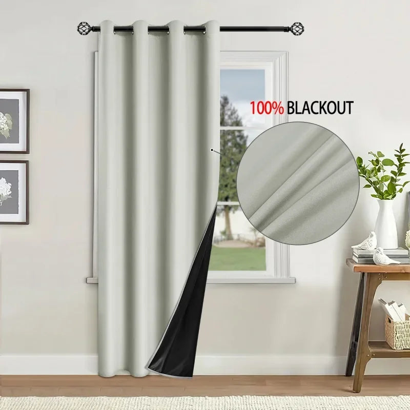 Solid Color Blackout Curtains Thermal Insulated Darkening Curtain in USA