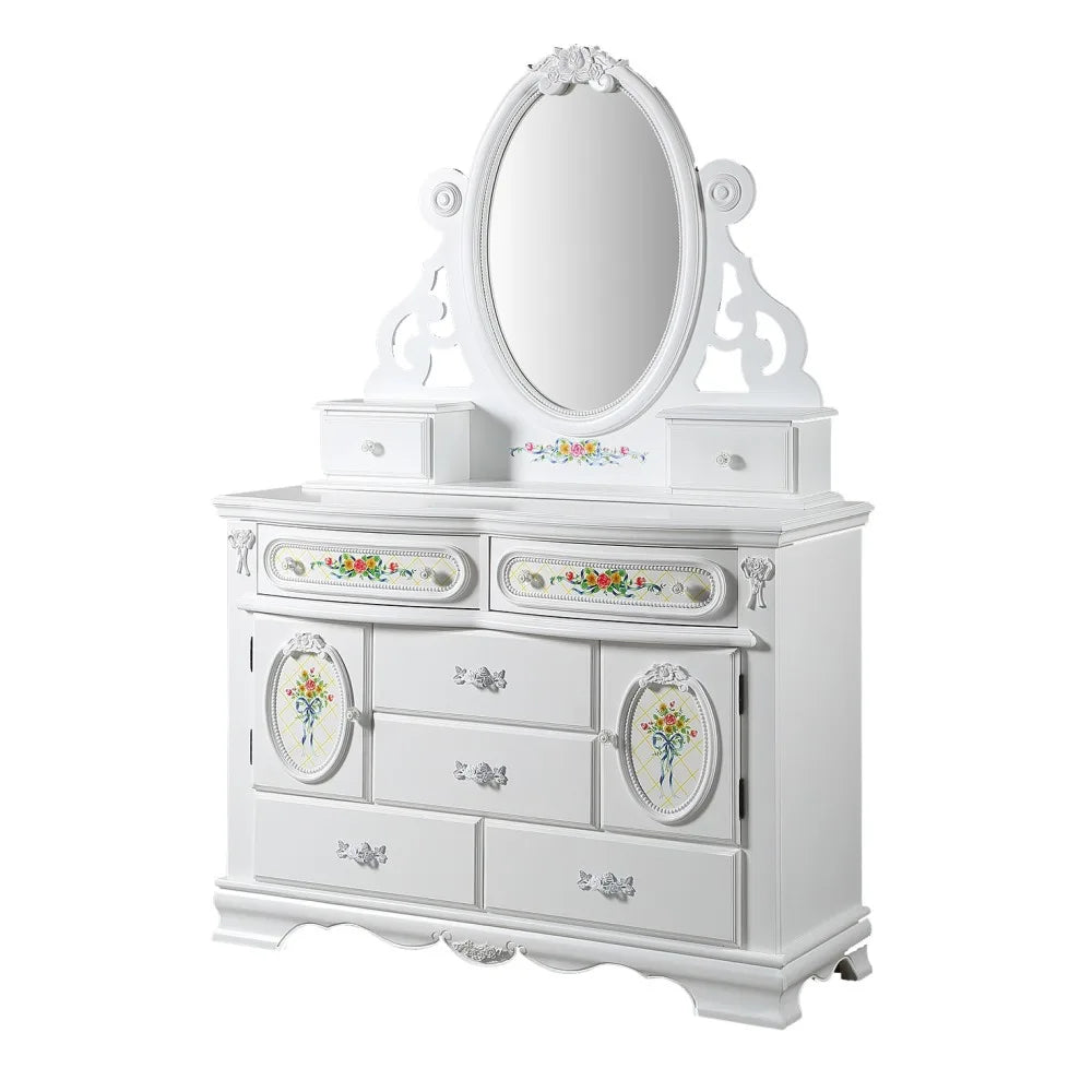 Dressing Table Jewelry Mirror, Wooden Cosmetic Table IN USA.