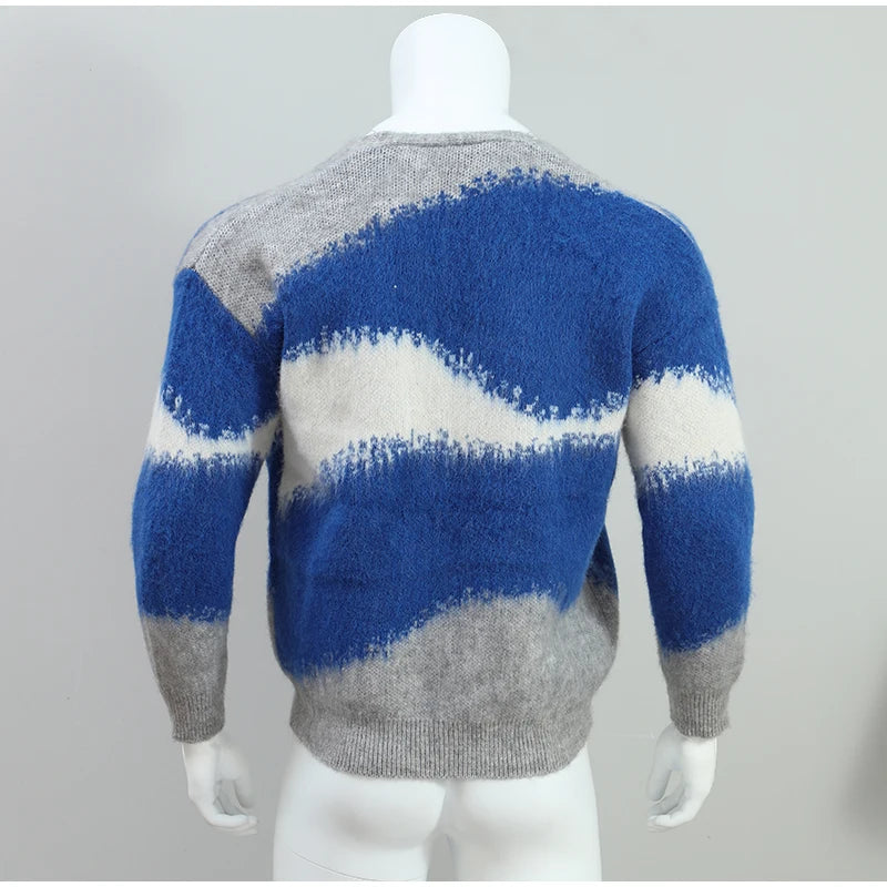 Casual Tie Dye Cashmere Sweater Cardigan Man Fashion in USA