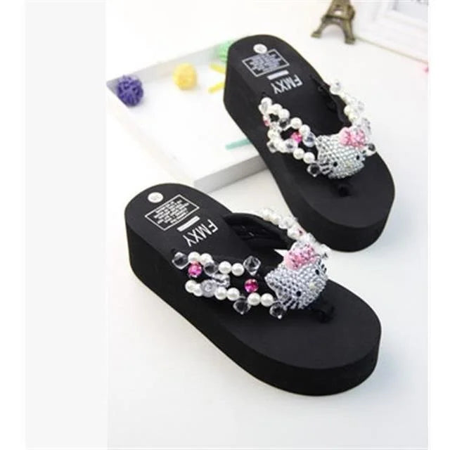 Slides Shoes Women Kawaii Casual Wedge High Heels in USA