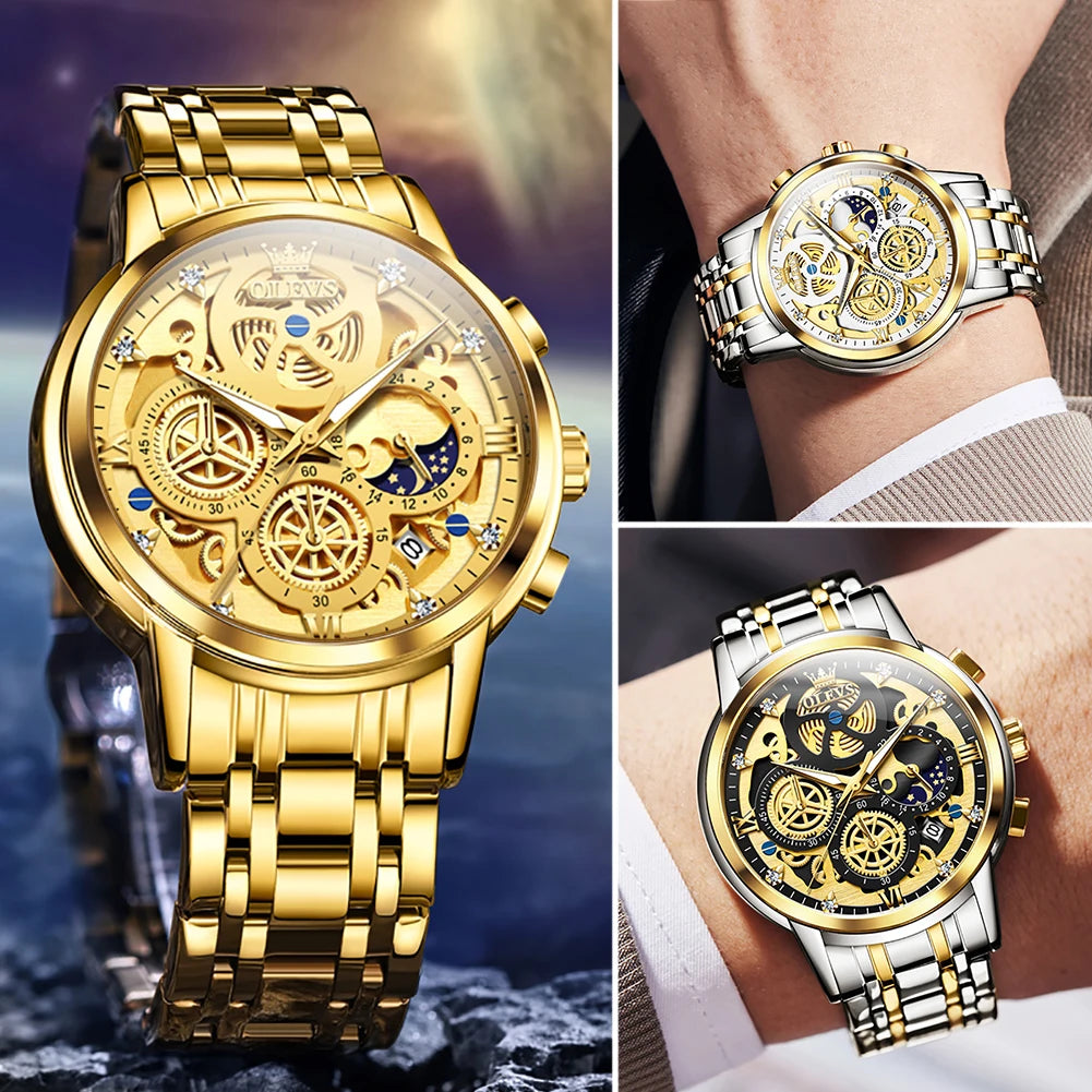 OLEVS Men's Watches Top Brand Luxury Original Waterproof in USA