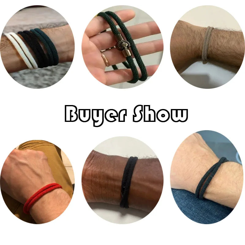 Simple Style Men Rope Bracelet Magnet Buckle Bilayer in USA