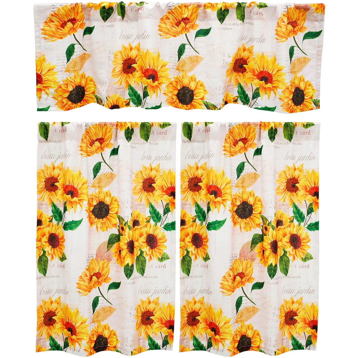 Valance Tier Curtains Windows Sunflower Kitchen Curtain in USA