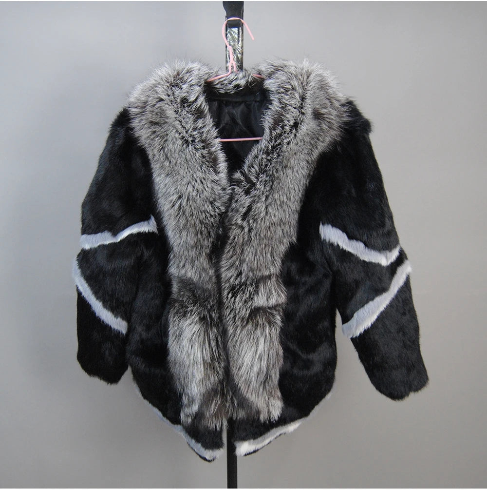 New Arrival Fashion Women Winter Full Pelt Rabbit Fur Coat in USA