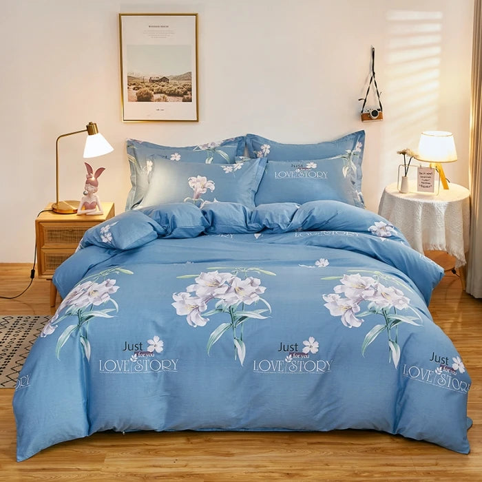 Cotton Duvet Cover Set Flower Printing Cotton Soft Pillowcase Bedding in USA