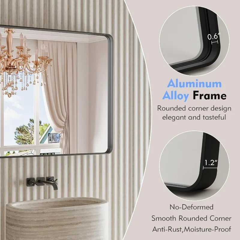 Black Bathroom Mirror, Wall Mounted Vanity Mirror in USA.