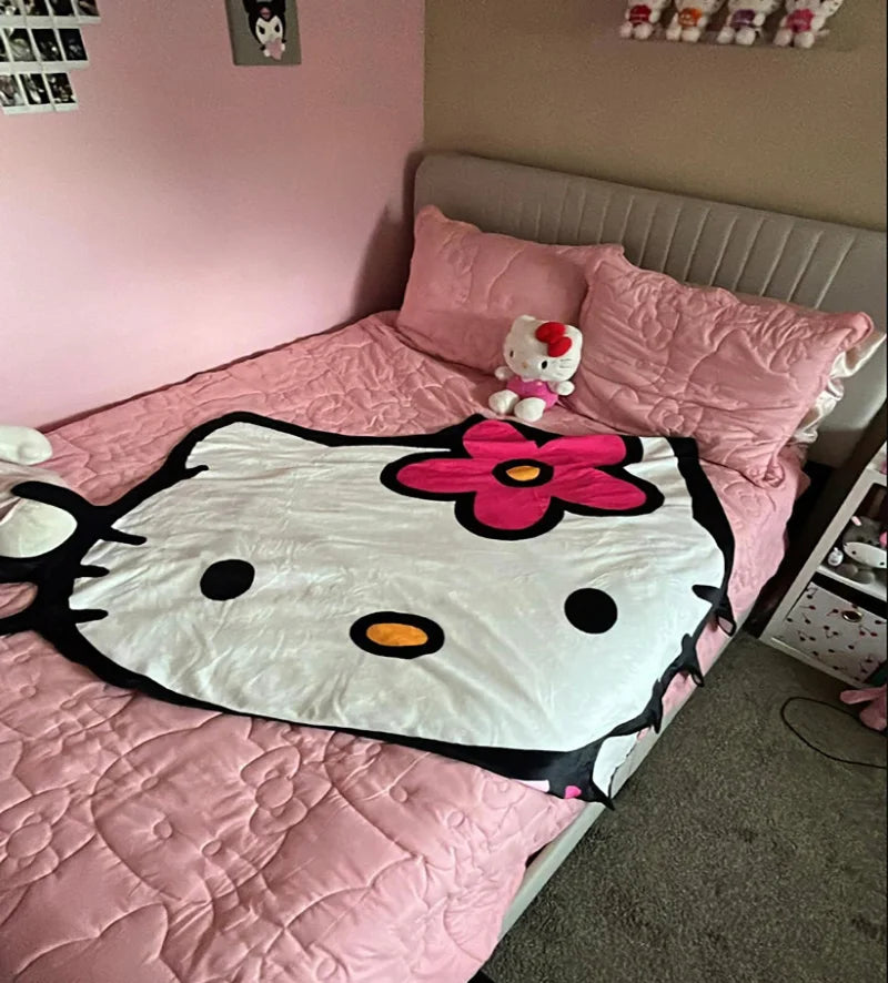 Hello kitty Shape Blanket Flannel Throw Blanket in USA.