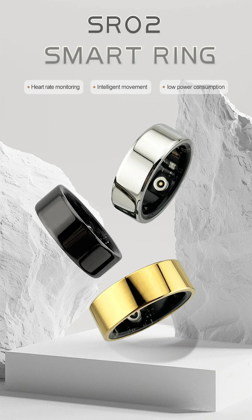 Men Fashion Smart Ring Heart Rate Blood Oxygen Sports Women in USA.