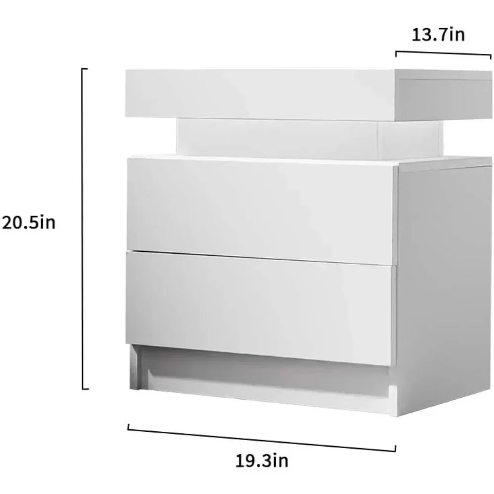 Side Bed Table With LED Light Bedside Tables Bedroom IN USA.