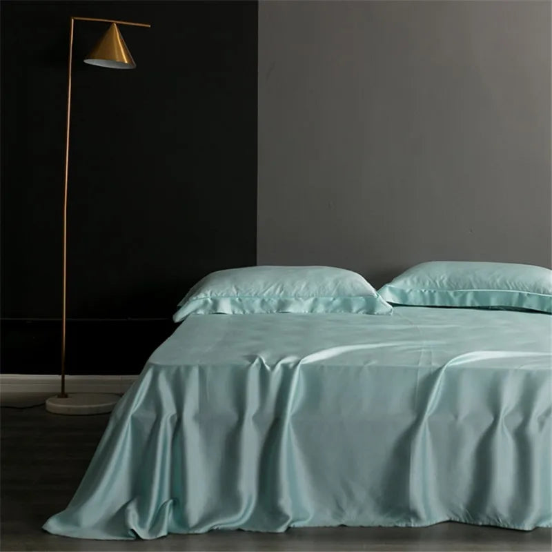 Natural Mulberry Silk Flat Sheet Solid Color Bed Sheet