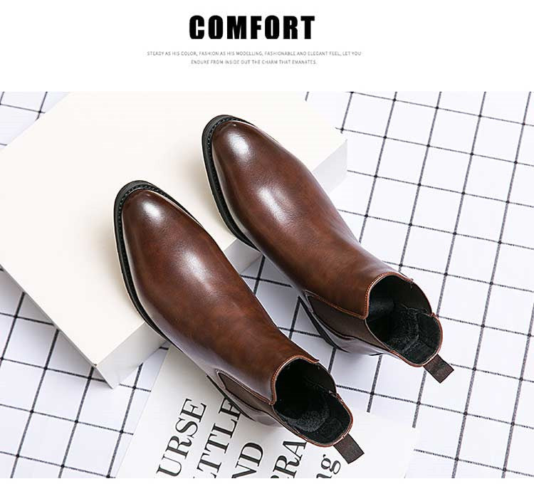 New Chelsea Boots Men Shoes PU Brown Fashion Versatile in USA