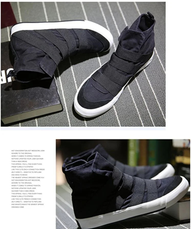 High Top Men Shoes Flats Slip On Casual Shoes Male Canvas in USA