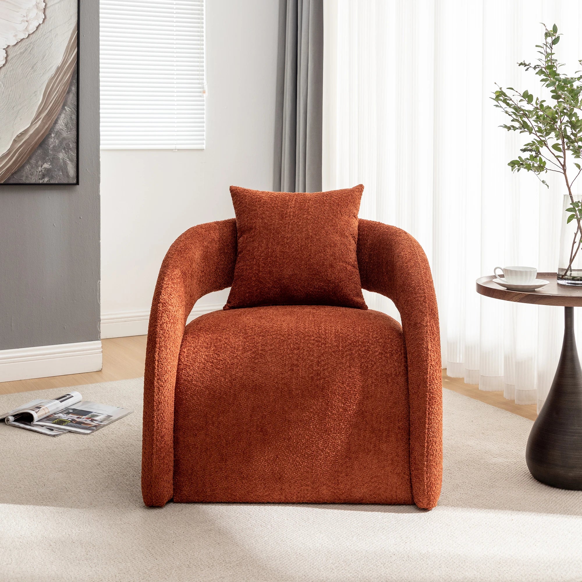 SEYNAR Open-Back Boucle Upholstered Accent armchair IN USA.