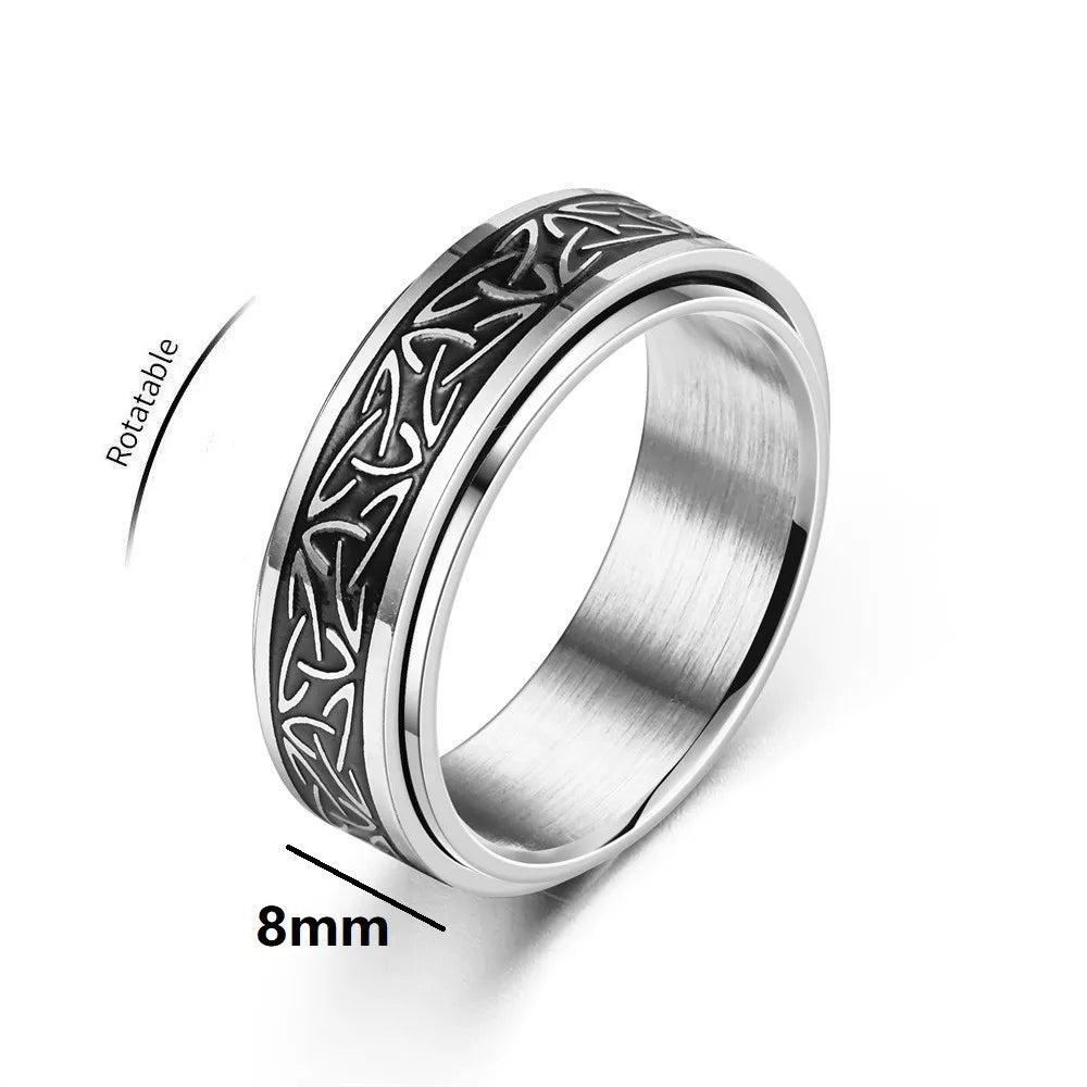 Viking Celtic Knot Rune Ring Men Rotating Stainless Steel Anti Stress in USA