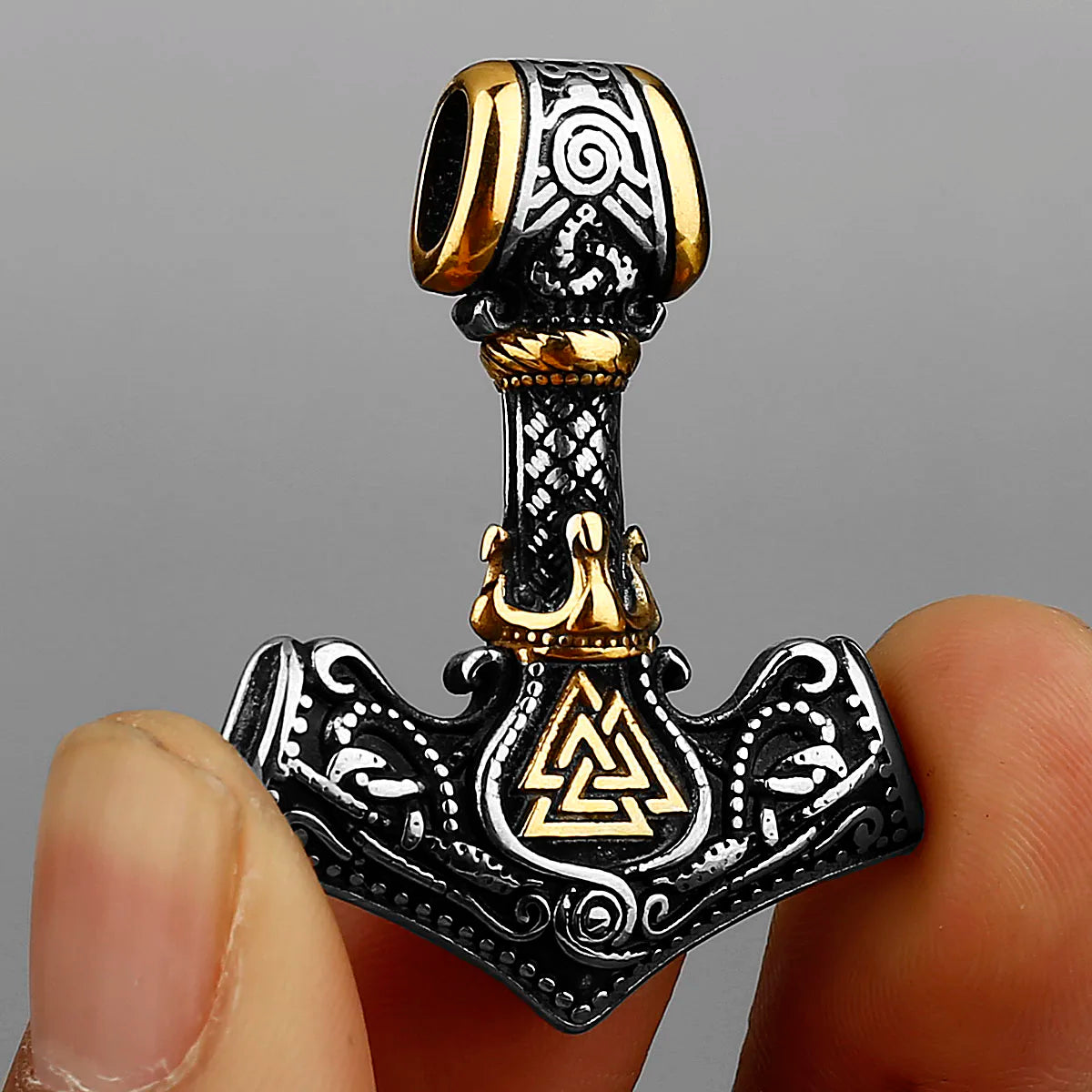 Nordic Mjolnir Valknut Rune Necklace Men's Amulet Pendan in USA