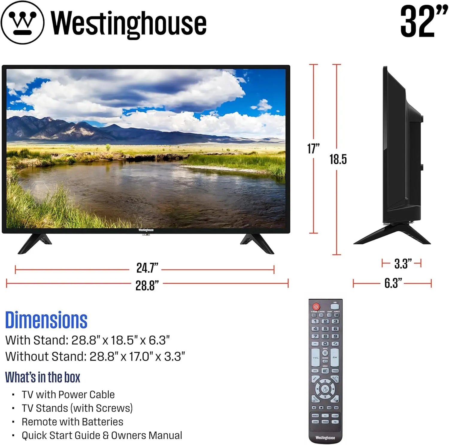 LED Small Flat Screen TV HDMI, USB, VGA, & V-Chip IN USA.